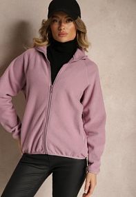 Fioletowa bluza Polar z Zapięciem na Suwak Kieszeniami i Stójką Esandria Renee damska