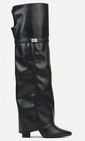 Czarne eleganckie Kozaki za Kolano z Cholewką Imitującą Nogawkę Zenesseria Renee