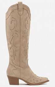 Ciemnobeżowe Kozaki Kowbojki na Stożku w Klasycznym Stylu Nalinda marquiiz