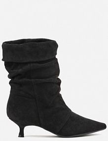 Czarne botki do Kostki na Kaczuszce z Marszczoną Cholewką Rasela ideal