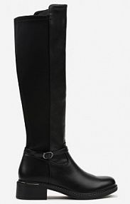 Czarne kozaki Typu Oficerki z Klamrą na Pasku Esillea ballada damskie