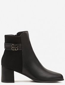 Czarne botki na Słupku Ozdobione Metaliczną Aplikacją nalluvia ideal