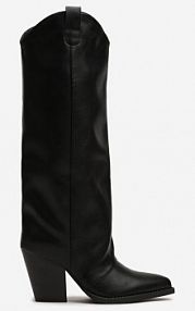 Czarne Kozaki w Stylu Kowbojek z Prostą Cholewką na Stożku Afarrive bestelle