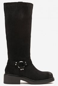 Czarne kozaki Bikery z Metalicznymi Nitami i Klamrami Sedinea c'm paris damskie