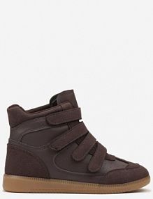 Brązowe sneakersy na Ukrytym Koturnie Ozdobione Przeszyciami Tlavie Renee damskie