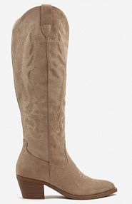 Ciemnobeżowe Kozaki Kowbojki w Klasycznym Stylu z Imitacji Zamszu Lataselia ideal