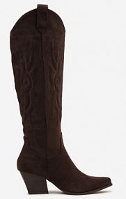 Ciemnobrązowe Kowbojki Kozaki na Stożkowym Słupku z Ekozamszu Iriada Renee