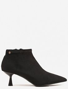 Czarne botki z Imitacji Zamszu z Noskiem w Szpic na Kaczuszce Rilanitia c'm paris