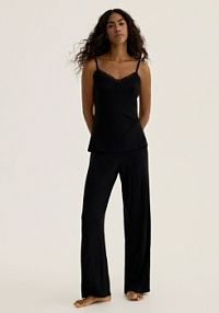 Dwuczęściowa piżama z wiskozy Reserved czarna damska 003EY-99X