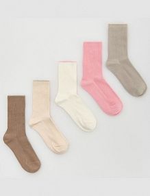 Długie skarpetki 5 pack Reserved białe damskie 012FB-01X