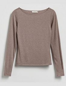 Longsleeve z wiskozą Reserved beżowy damski 077HT-08X