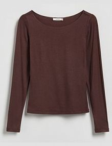 Longsleeve z wiskozą Reserved brązowy damski 077HT-89X