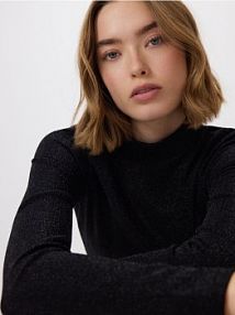 Błyszczący golf Reserved czarny damski 080HS-99X