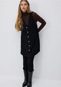 Tweedowa sukienka mini Reserved czarna 101GP-99X