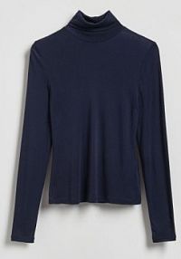 Longsleeve z wiskozą Reserved granatowy damski 106IT-59X