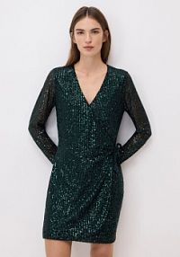 Cekinowa sukienka mini Reserved zielona 120GP-77X
