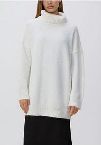 Długi sweter z golfem Reserved biały damski 151GS-01X