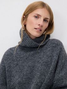 Długi sweter z golfem Reserved szary damski 151GS-85M