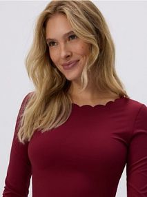 Krótki longsleeve Reserved czerwony damski 155DP-53X