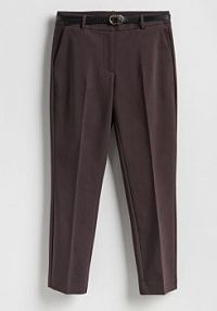 Spodnie cygaretki z paskiem Reserved brązowe 173IS-89X