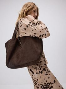 Torebka shopper z imitacji zamszu Reserved brązowa 192FE-89X