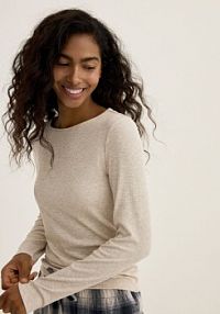 Prążkowany longsleeve 2 pack Reserved beżowy damski 195EY-02X