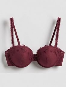 Biustonosz balkonetka z haftem Reserved fioletowy 198EZ-44X