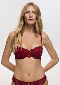 Biustonosz balkonetka z koronką Reserved czerwony 218EZ-33X