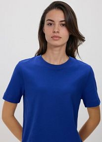 T-shirt z bawełny merceryzowanej Reserved niebieski damski 2292T-54X