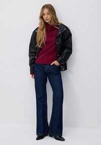 Sweter z golfem Reserved czerwony damski 233GP-83X