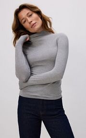 Longsleeve z modalu Reserved szary damski 238HS-09X