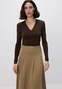 Body z długim rękawem Reserved brązowe 239HS-89X