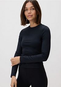 Gładki longsleeve Reserved czarny damski 243HT-99X