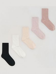 Długie skarpetki 5 pack Reserved białe damskie 247HQ-01X