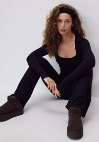Longsleeve z wiskozą Reserved czarny damski 264HS-99X
