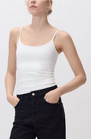Gładki top na ramiączkach Reserved biały damski 311HT-00X