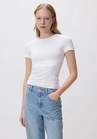 Gładki t-shirt Reserved biały damski 312HT-00X
