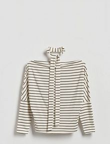 Longsleeve z wiązanym szalem Reserved biały damski 336JX-01X