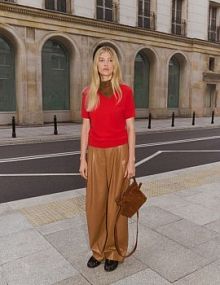 Spodnie z imitacji skóry Reserved brązowa 354GF-82X