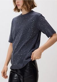 T-shirt ze strasem Reserved szary damski 372IK-90X