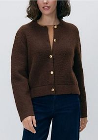 Kardigan z dekoracyjnymi guzikami Reserved brązowy 375HI-88X