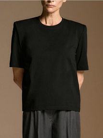 T-shirt z poduszkami na ramionach Reserved czarny damski 380HK-99X