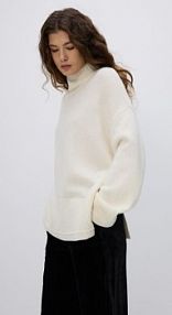 Wełniany sweter z golfem Reserved biały damski 387GX-01X