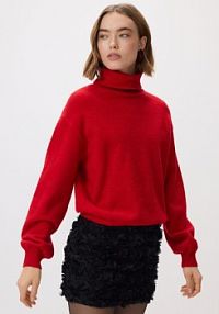 Sweter z golfem Reserved czerwony damski 409HI-33X