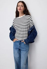 Longsleeve w paski Reserved biały damski 410GA-01X