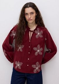 Bawełniana bluzka w kwiaty Reserved czerwona damska 413HN-83X