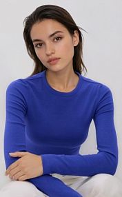 Longsleeve z modalem Reserved niebieski damski 416GA-54X