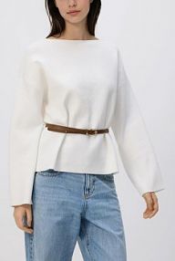 Sweter z paskiem Reserved biały damski 418ID-01X