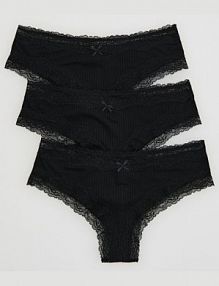 Majtki typu hipster 3 pack Reserved czarne damskie 446EZ-99X