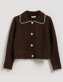 Kardigan z kołnierzykiem Reserved brązowy 449HH-88X